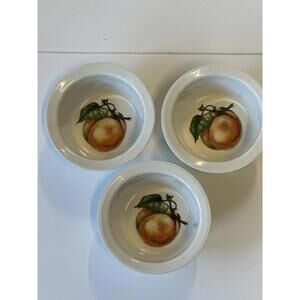 Set of Villeroy & Boch Peach Apricot Rimmed Ramekins 3” Bowls Made In Luxembourg